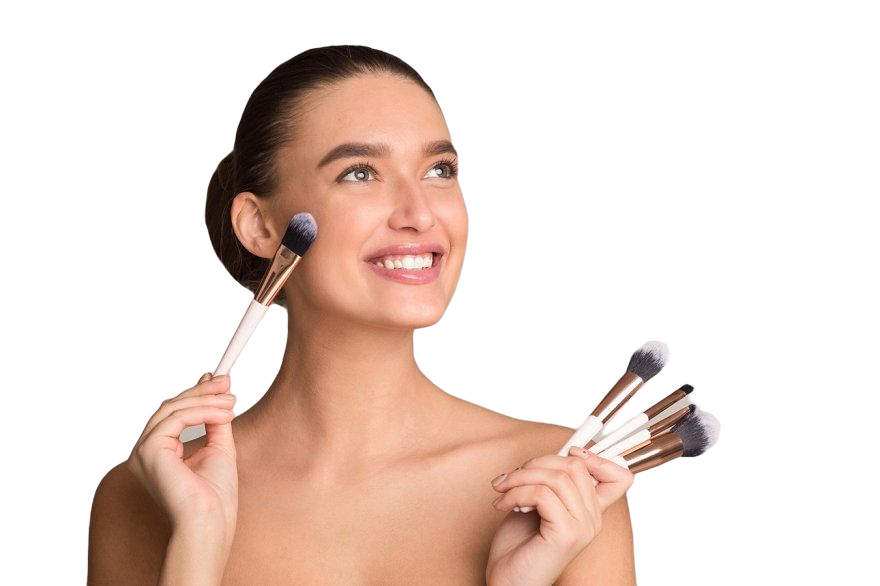 Makeup artist with brushes